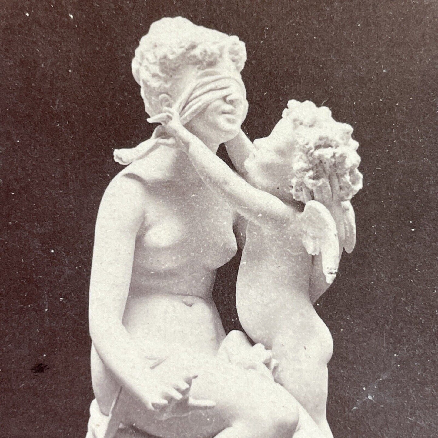 Antique 1890s Blinded Nude Female Statue Marble Stereoview Photo Card P3860