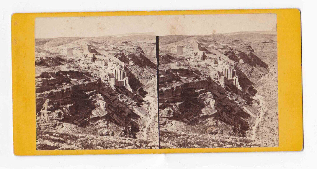 1860s The Holy Lavra of Saint Sabbas Mar Saba Israel Palestine Stereo Card P213