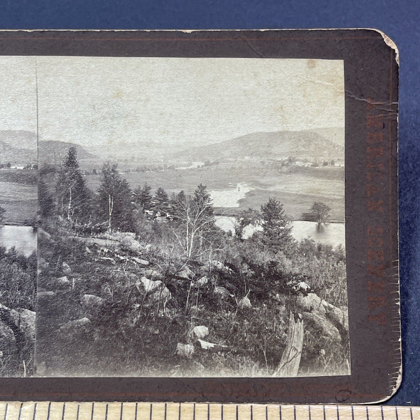 Antique 1870s Warren New Hampshire River & Mountains Stereoview Photo Card V1925