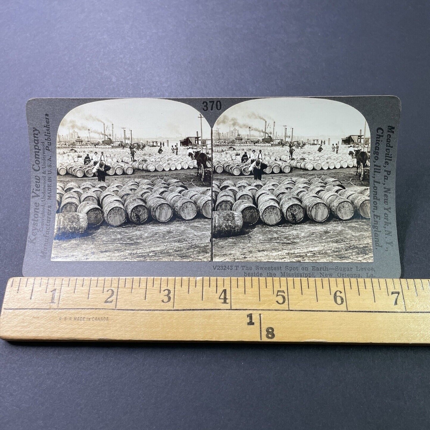 Antique 1910s Sugar And Rum Barrels New Orleans LA Stereoview Photo Card P3218