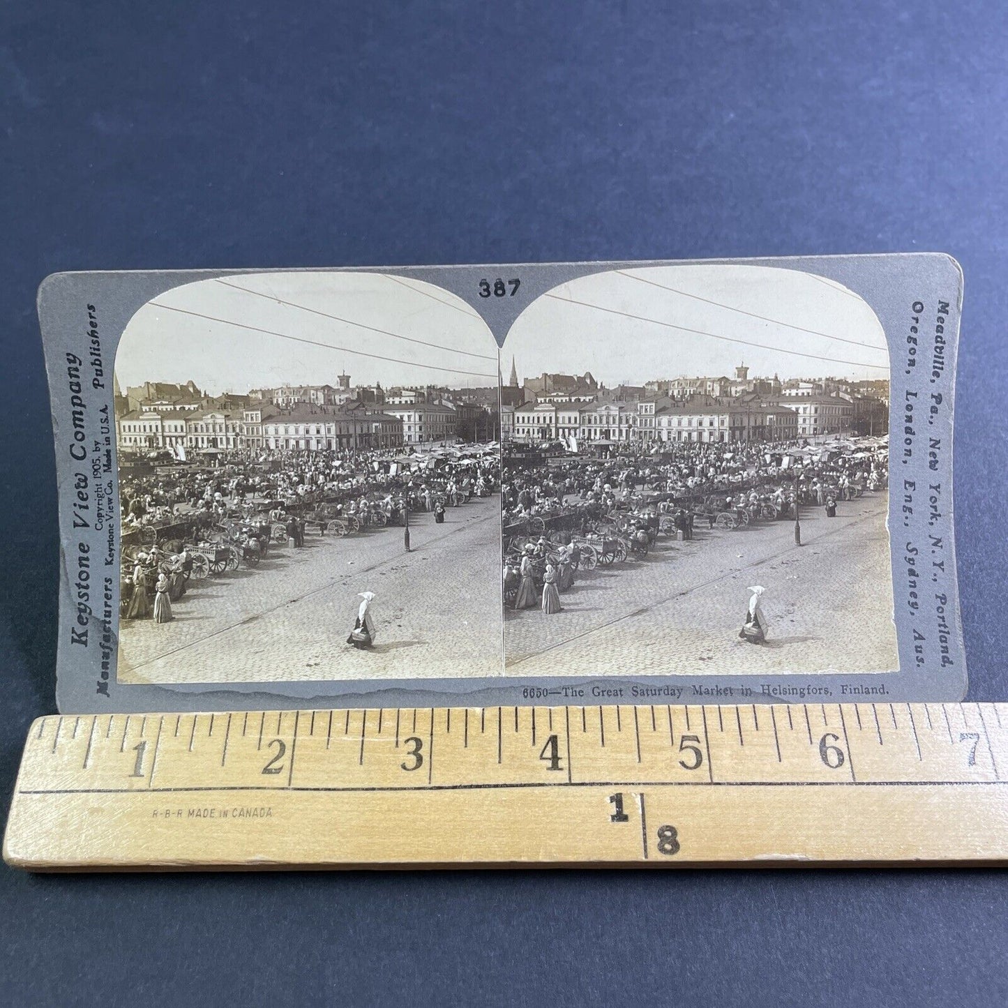 Antique 1905 Women At Market In Helsinki Finalnd Stereoview Photo Card P2174