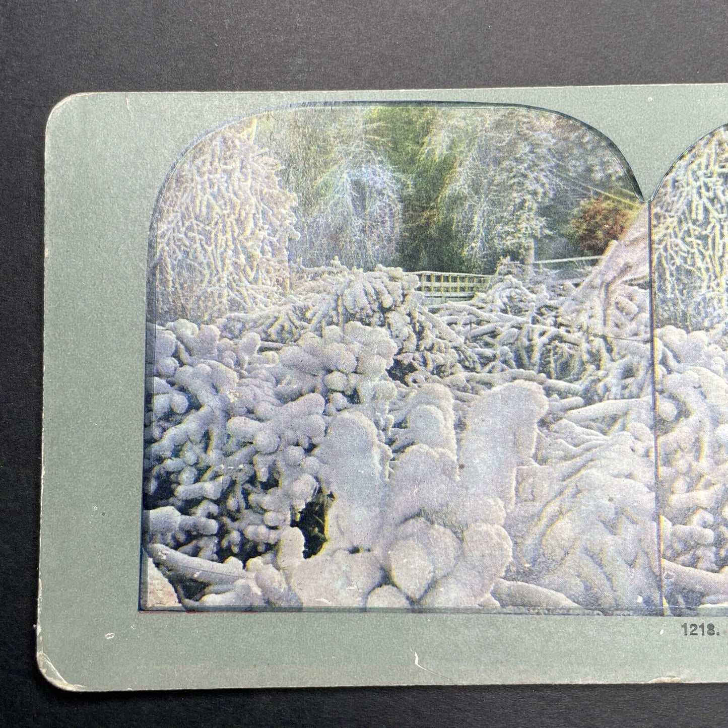 Antique 1905 Luna Island Bridge Niagara Falls Winter Stereoview Photo Card P1249