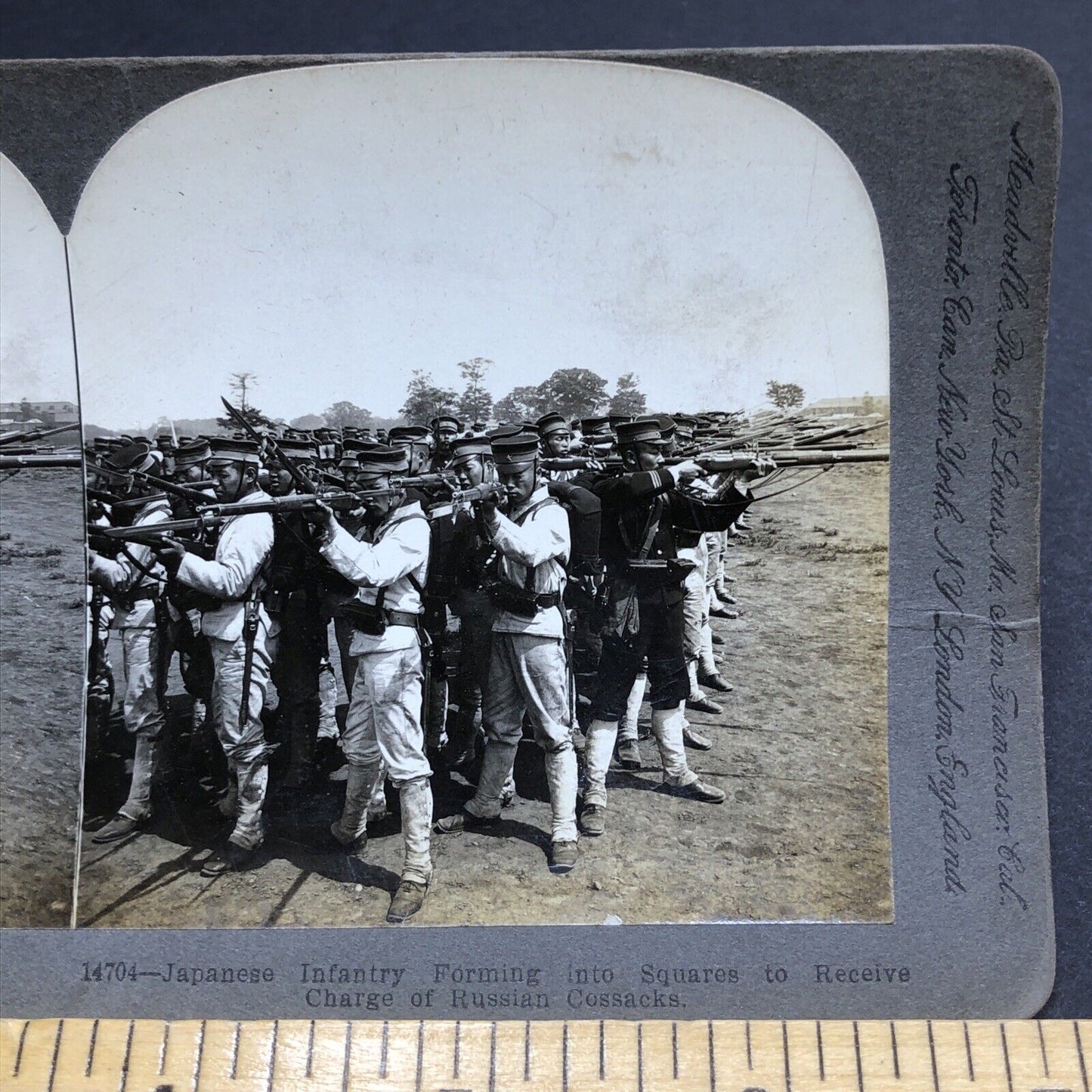 Antique 1904 Japanese Soldiers At War With Russia Stereoview Photo Card P1957