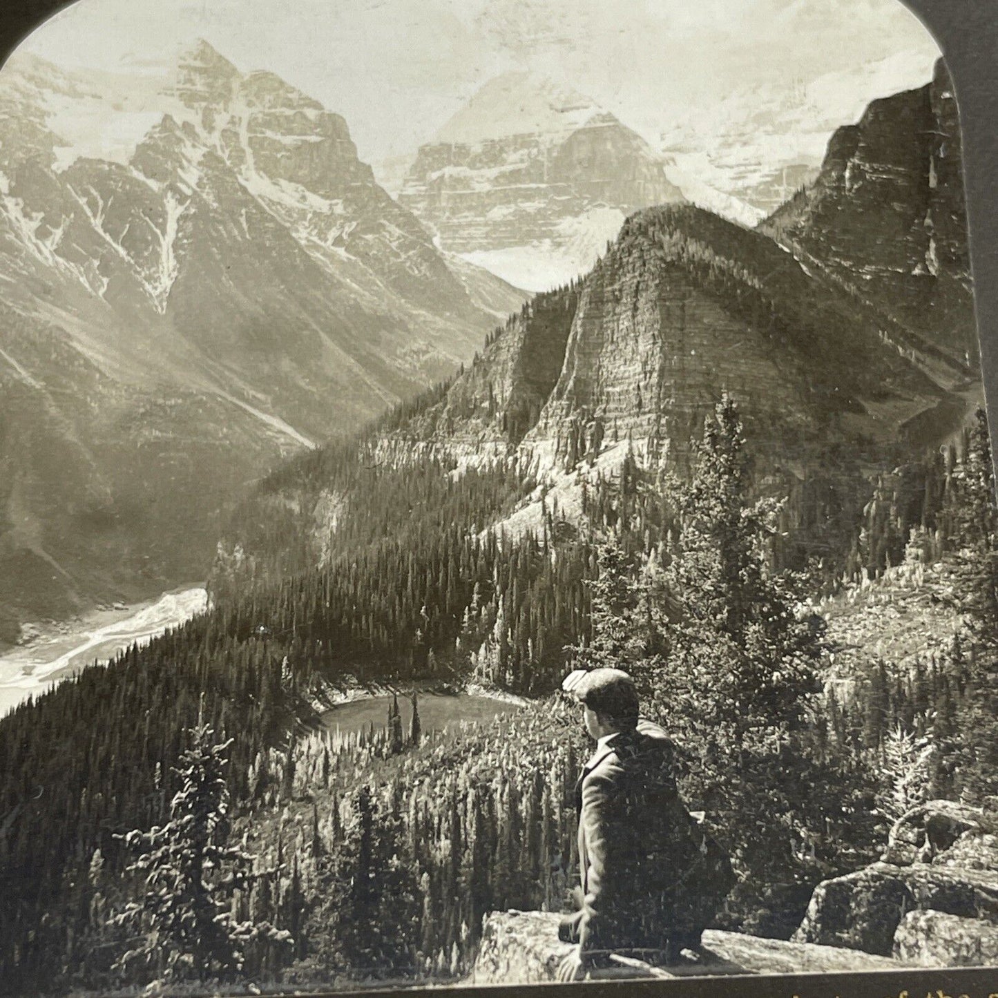 Antique 1903 Lake Louise Alberta Rockies Glacier Canada Stereoview Photo PC619