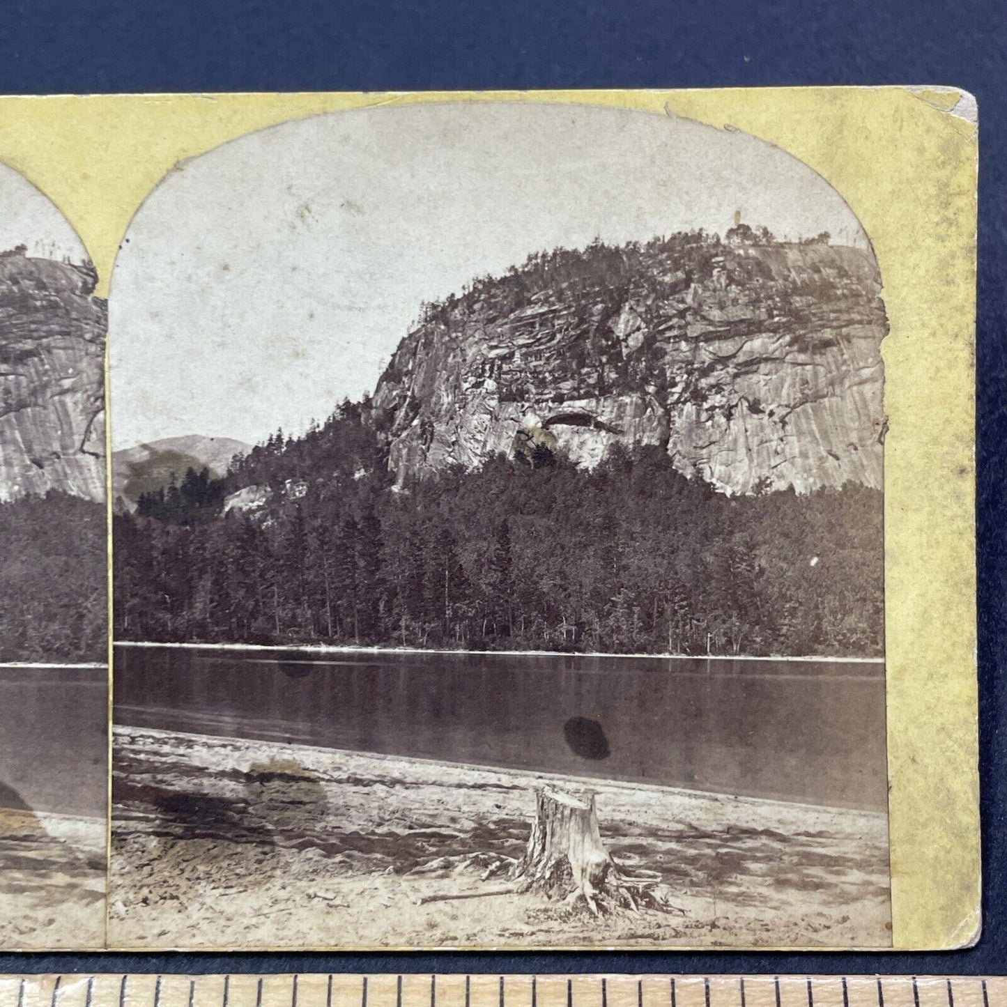 Antique 1870s Echo Lake NH White Horse Rock Ledge Stereoview Photo Card V1957