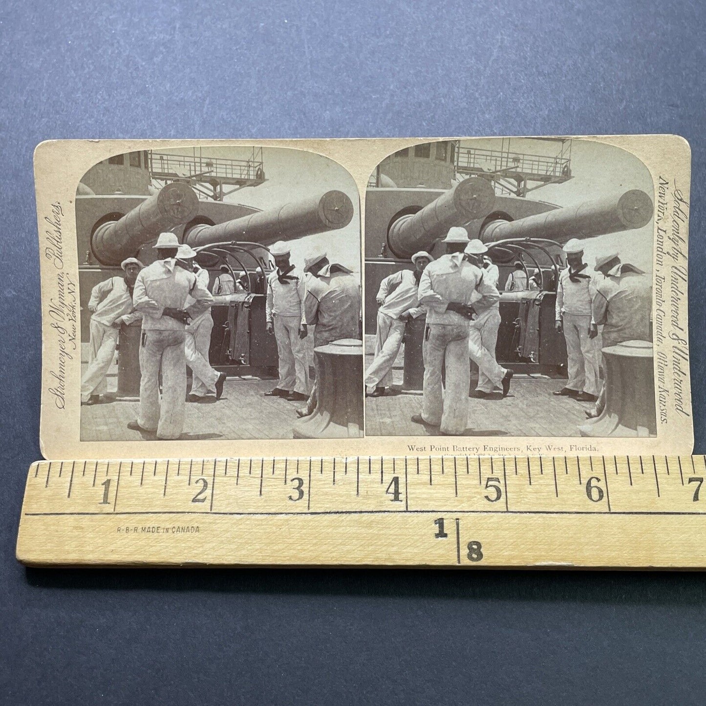 Antique 1898 West Point US Navy Sailors In Florida Stereoview Photo Card P2412