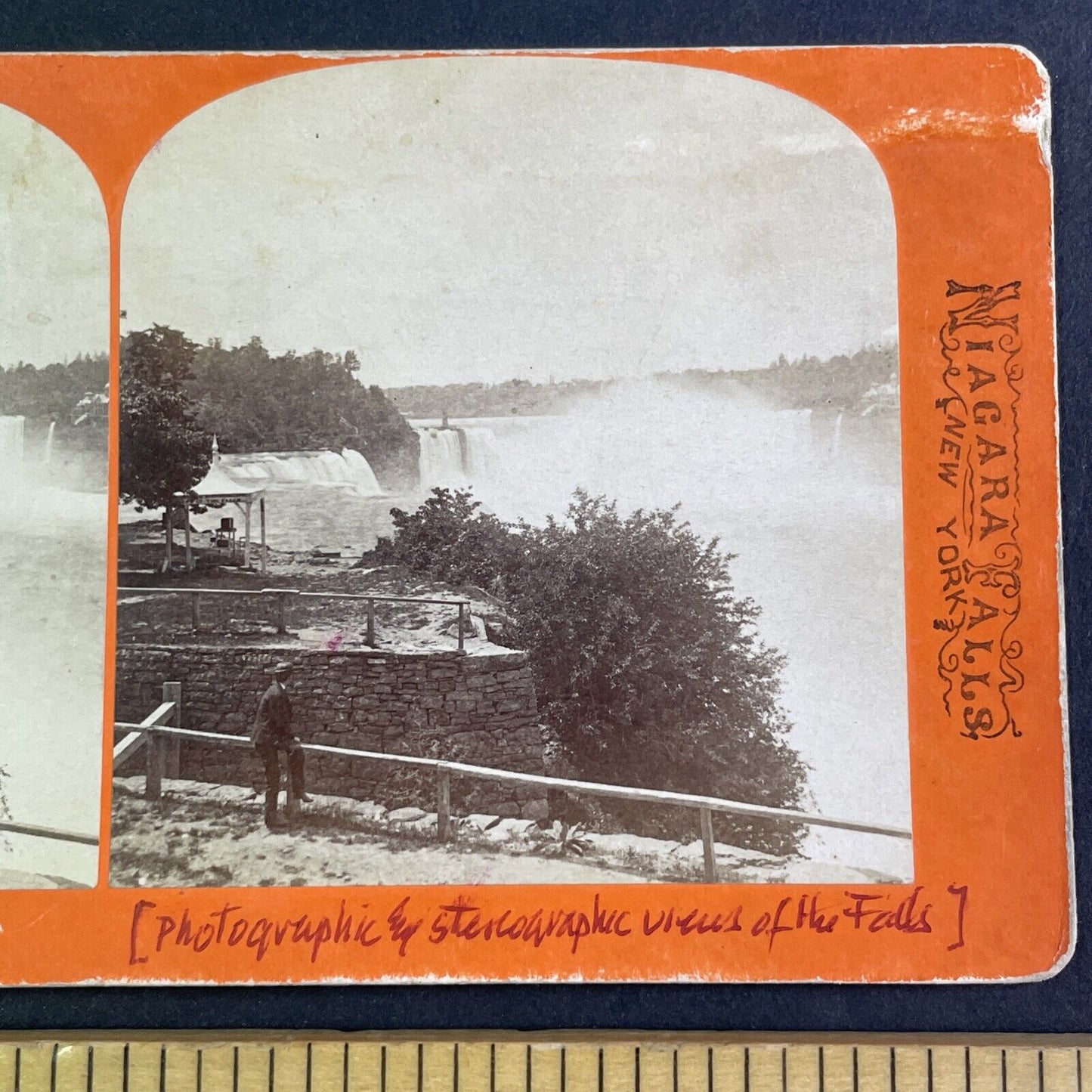 Prospect Point Dry Stone Wall Stereoview George Curtis Antique c1870s Y2422