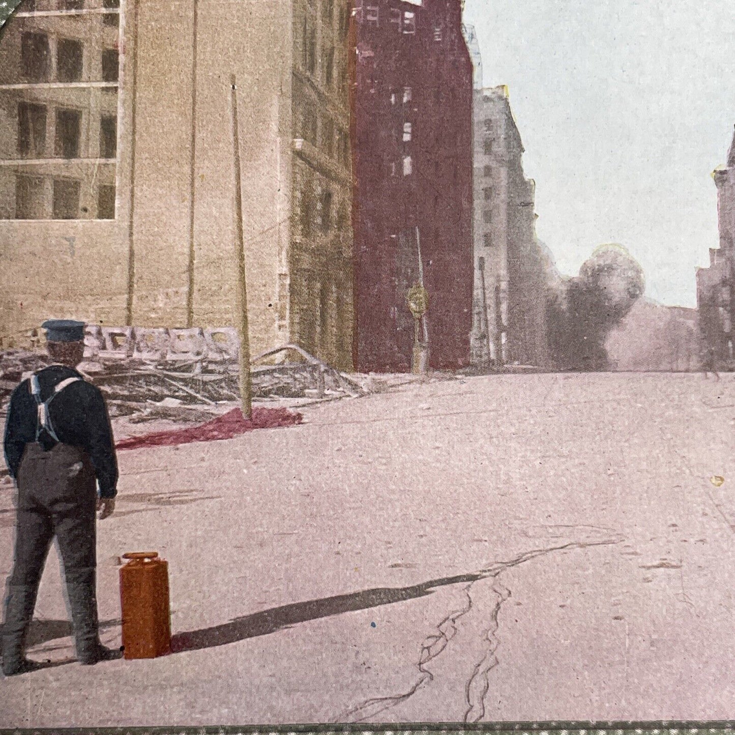 Antique 1910s San Francisco Earthquake Dynamite Stereoview Photo Card 2300-46