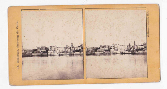 Antique 1860s Boulaq Harbour Harbor Cairo Egypt W Hammerschmidt Stereo Card P260