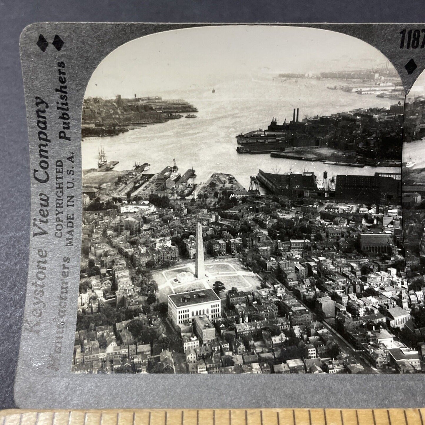 Antique 1920s Boston Massachusetts Aerial View Stereoview Photo Card V2633