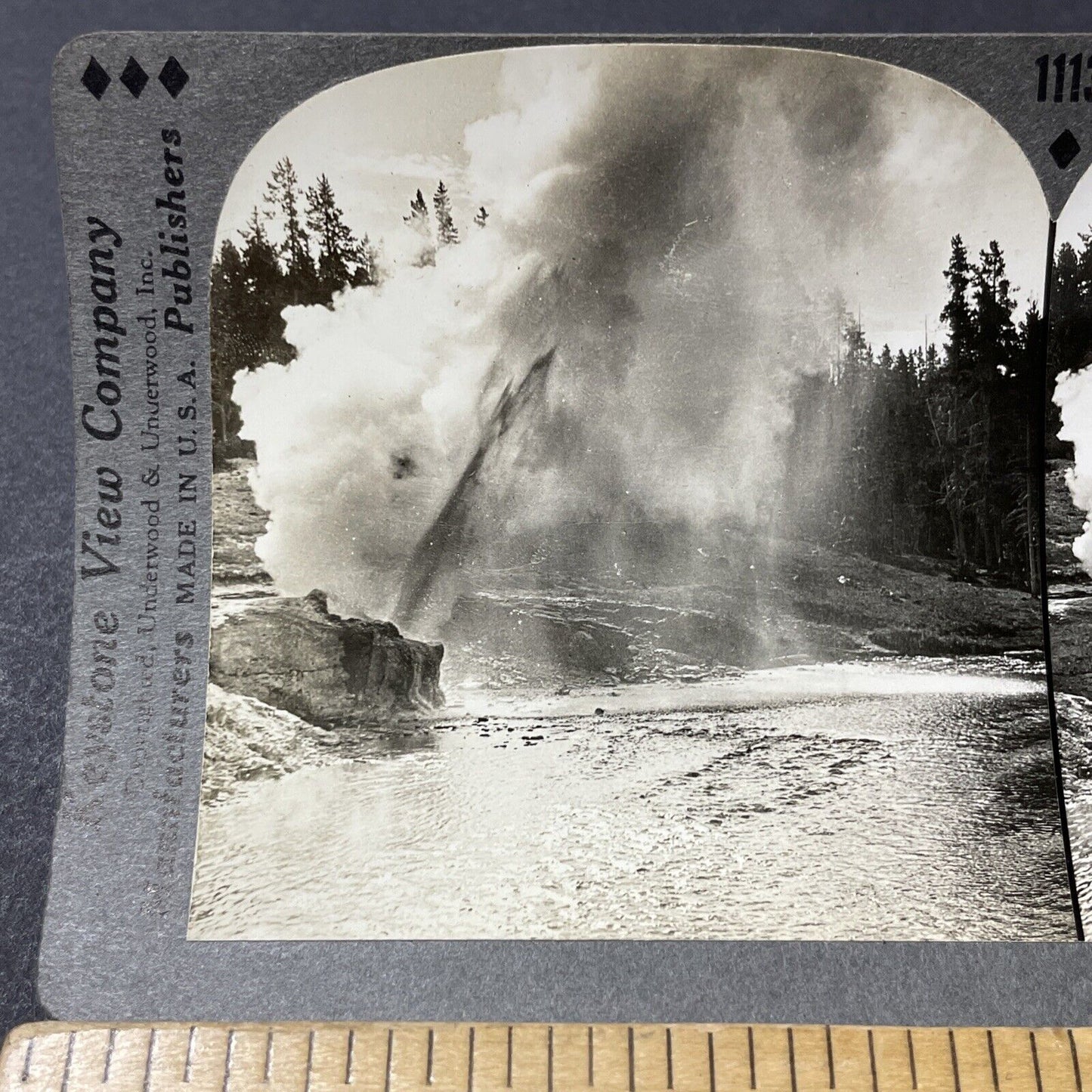 Antique 1910s Riverside Geyser Yellowstone Park Stereoview Photo Card V2659