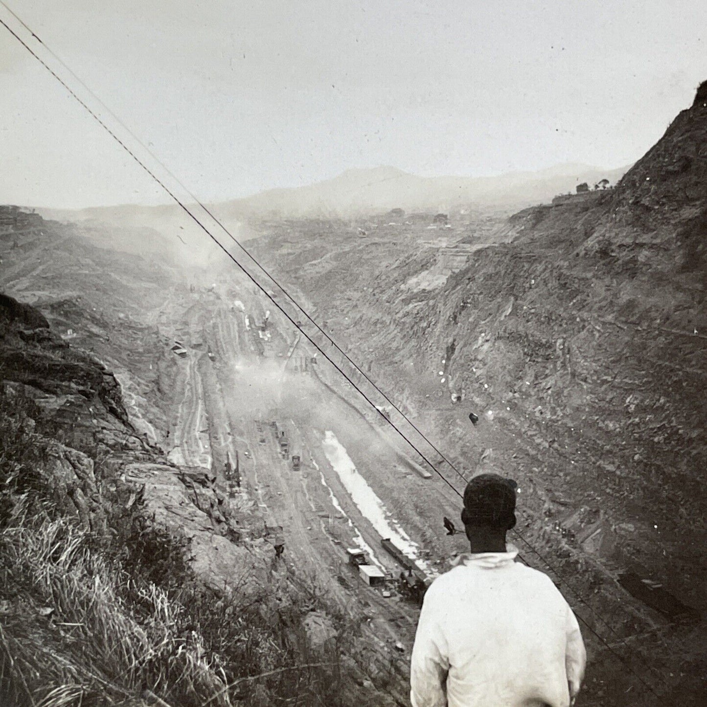 Deep Panama Canal Culebra Cut Excavation Stereoview Antique c1913 Y2825