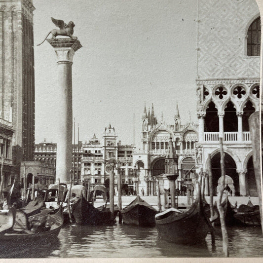 Antique 1898 City Of Venice Italy With Gondolas Stereoview Photo Card V3215