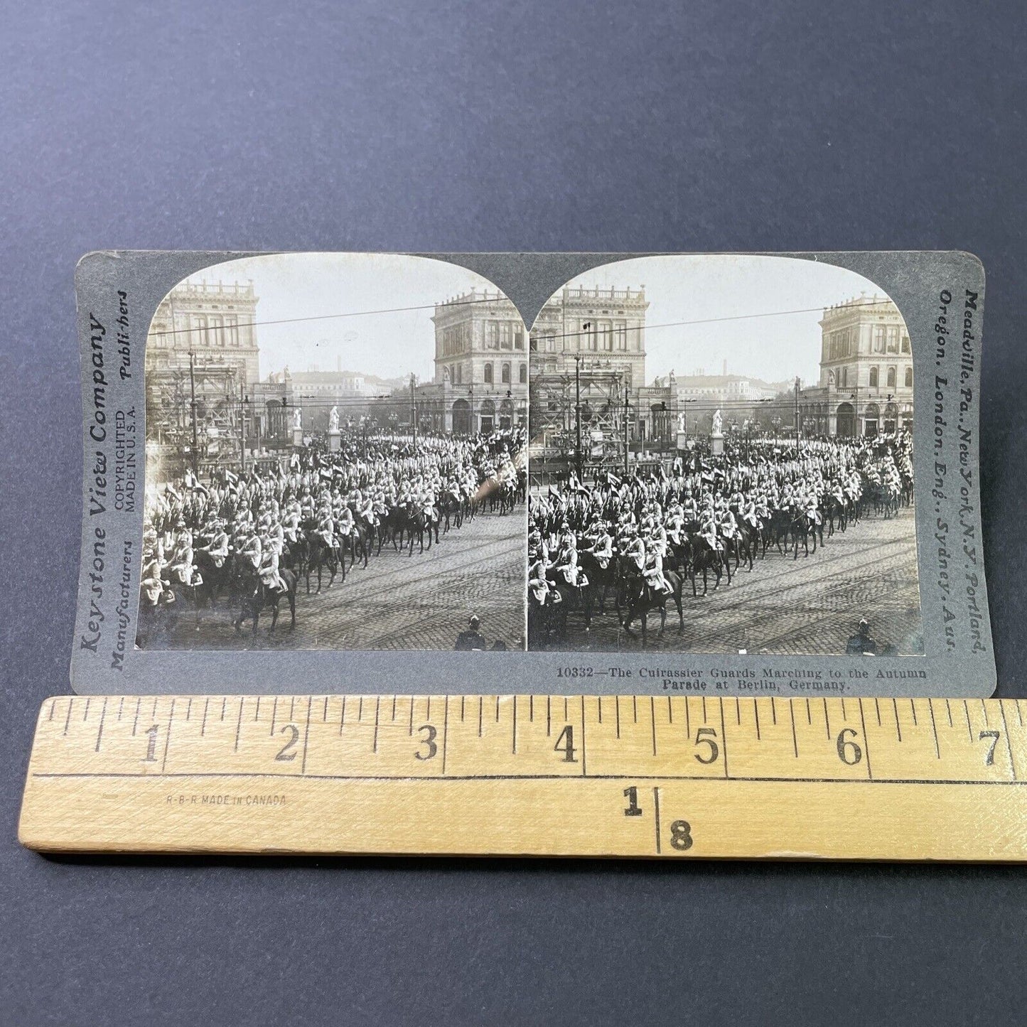 Antique 1914 German Cavalry Marching Berlin Germany Stereoview Photo Card P3036