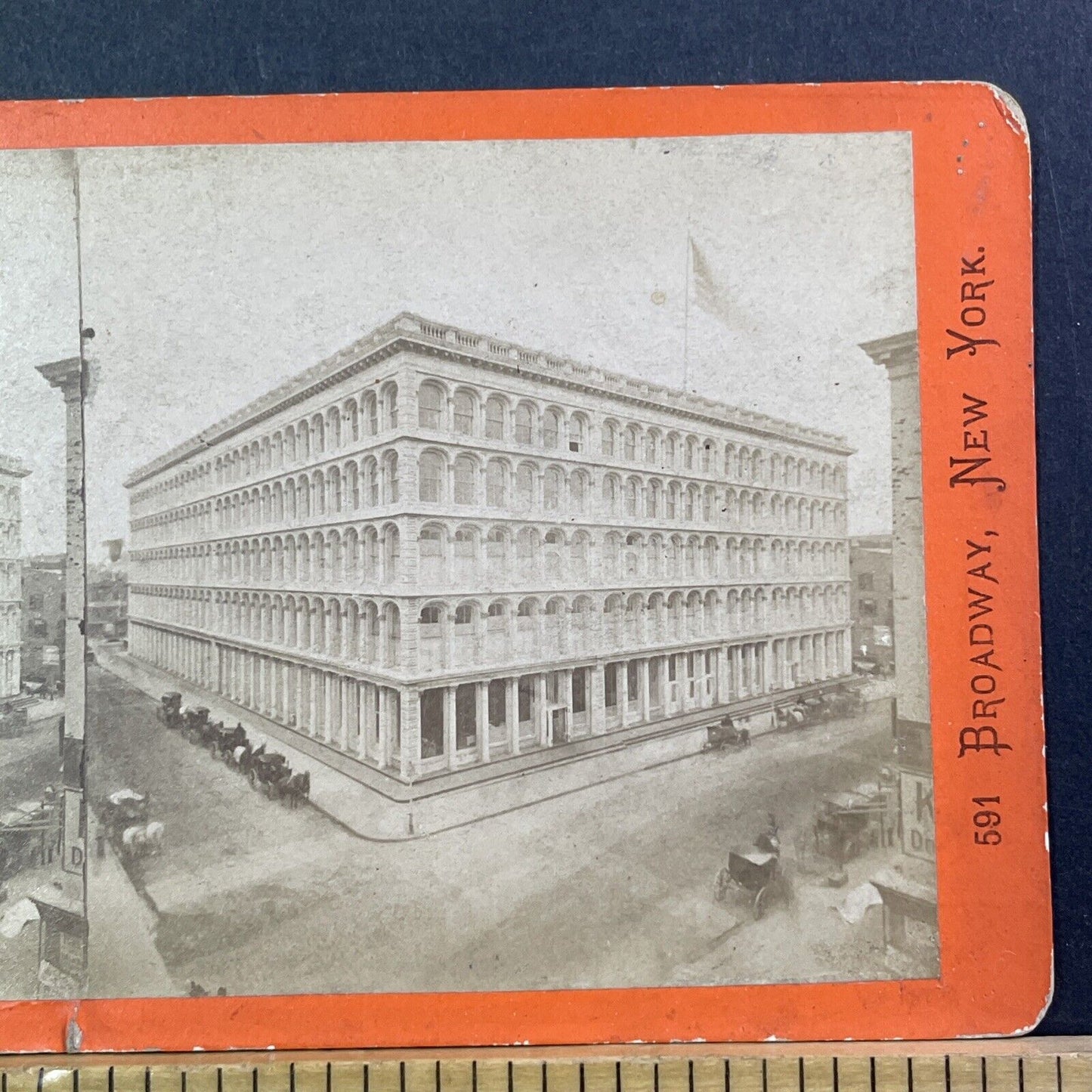 280 Broadway AT Stewarts Dry Goods Stereoview Lower Manhattan Antique c1869