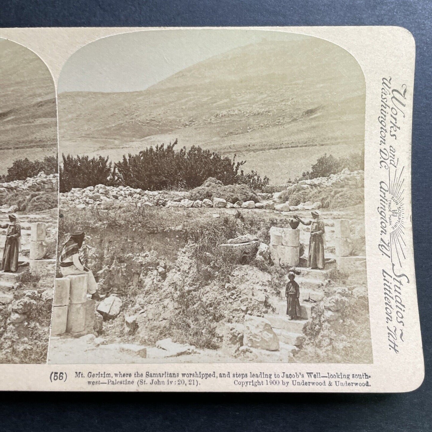 Antique 1900 The Steps To Jacob's Well Israel Stereoview Photo Card P1369