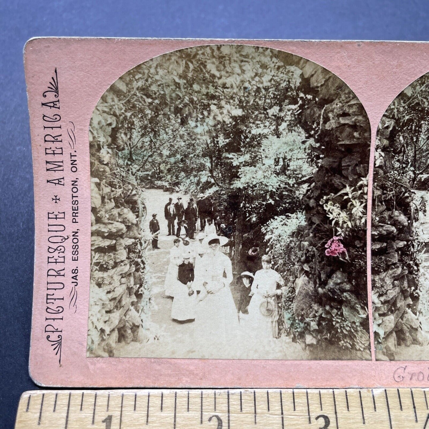 Antique 1902 Grotto Arch View Dayton Ohio Gardens Stereoview Photo Card P2485