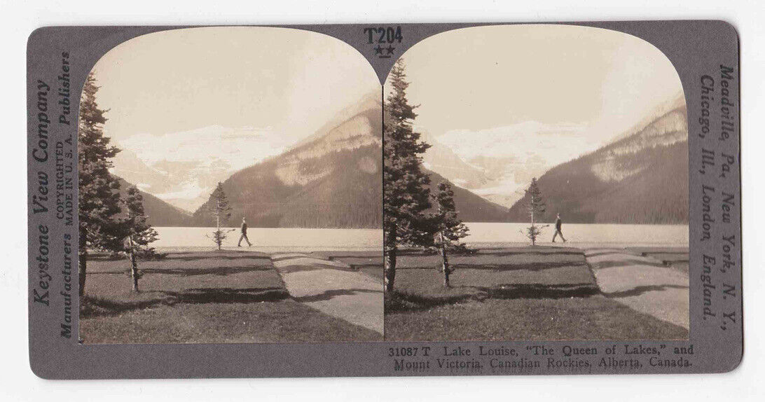 1910 Lake Louise And Mount Victoria Glacier, Alberta, Canada Stereo Card P396