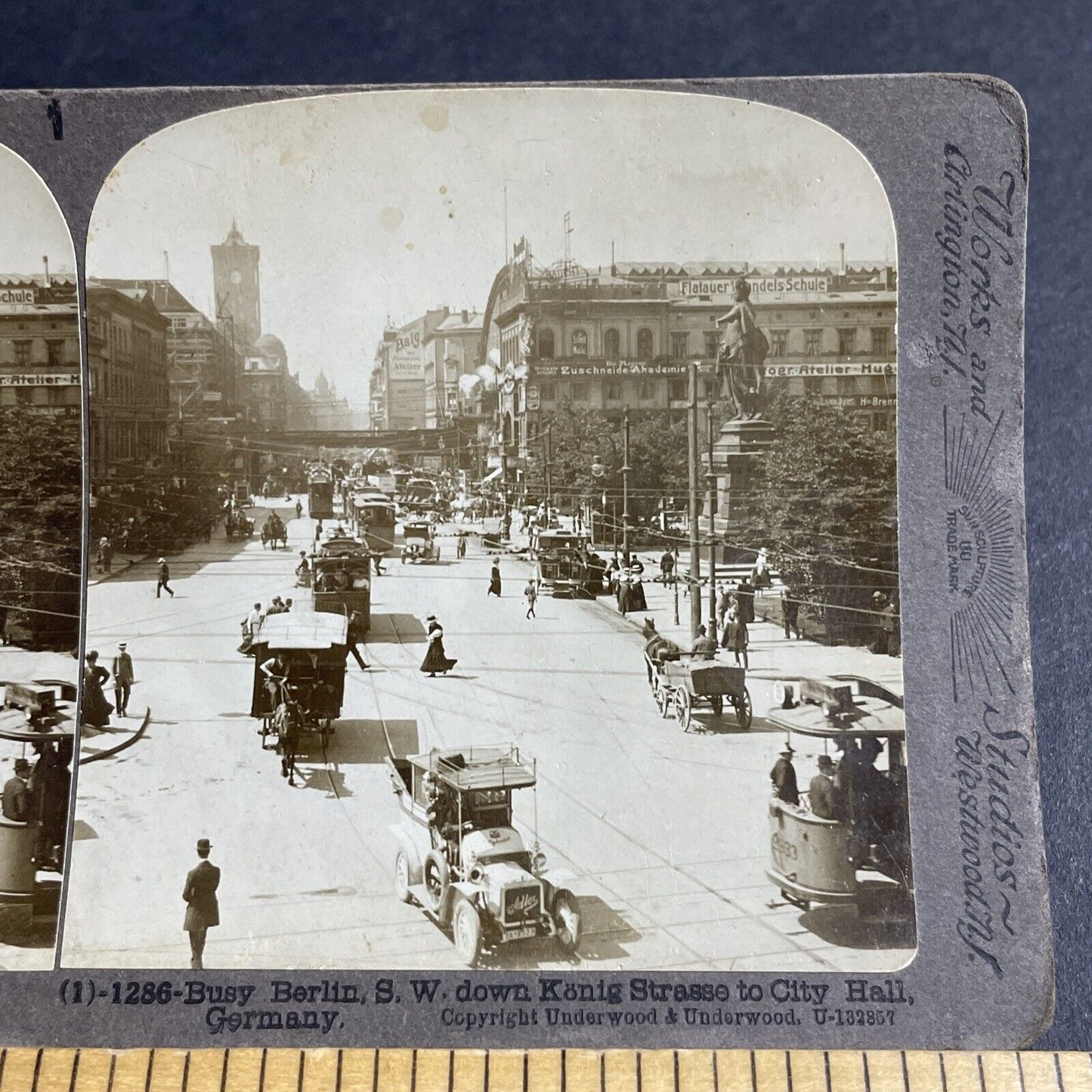 Antique 1905 Adler Limousine Motor Car In Berlin Stereoview Photo Card P4388