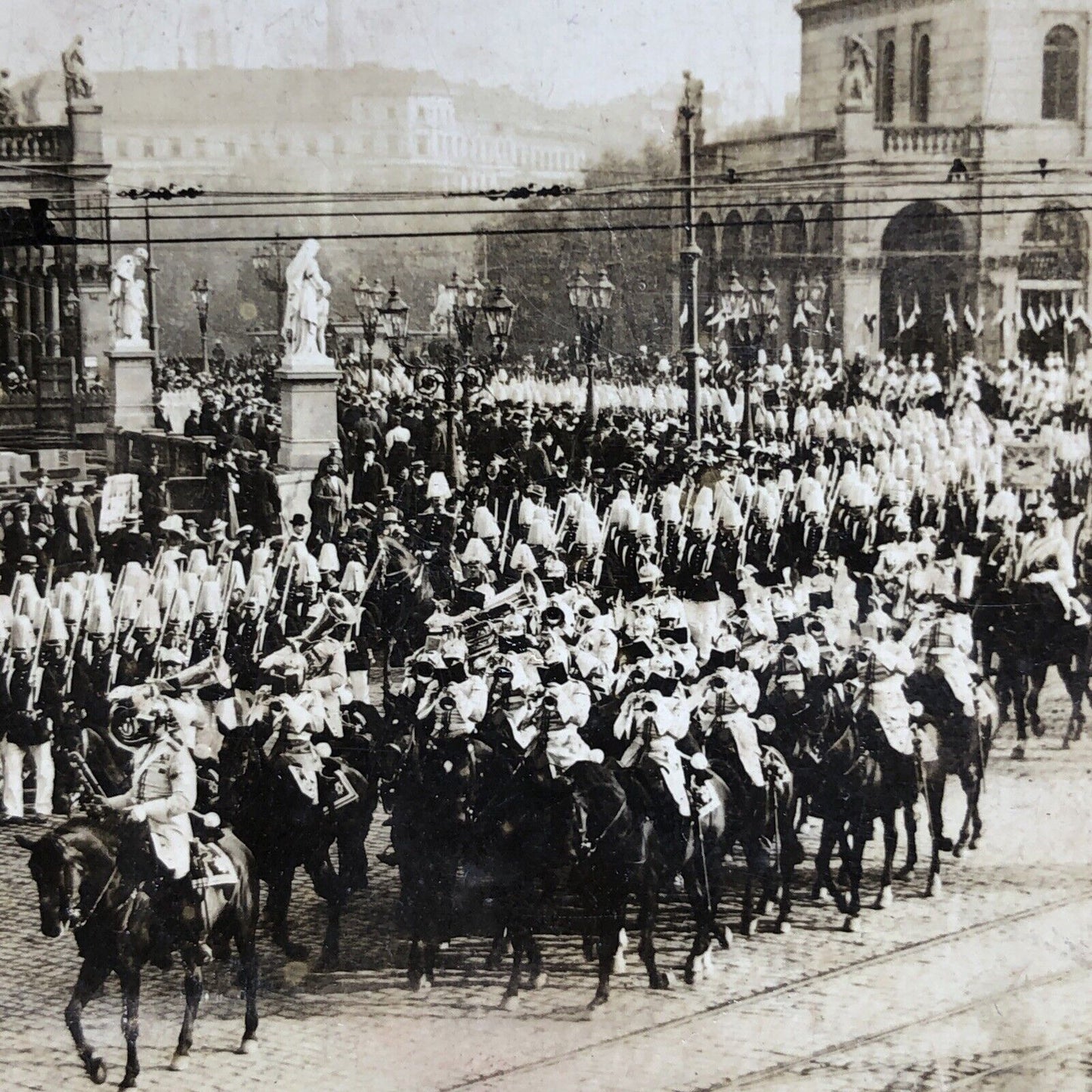 Antique 1915 German Military Parade Berlin Germany Stereoview Photo Card P2008