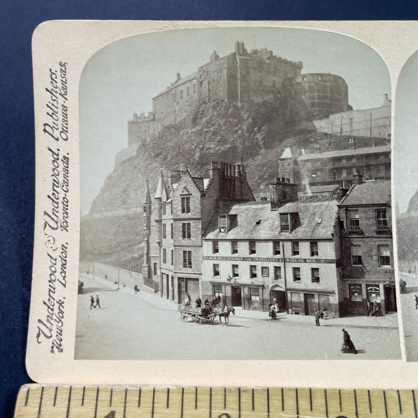 Antique 1896 Edinburgh Castle Grasmarket Scotland Stereoview Photo Card P3778