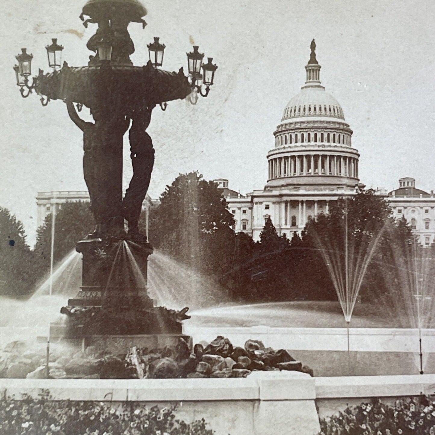 Fountain of Light and Water Stereoview Washington D.C. Antique c1880 X4120