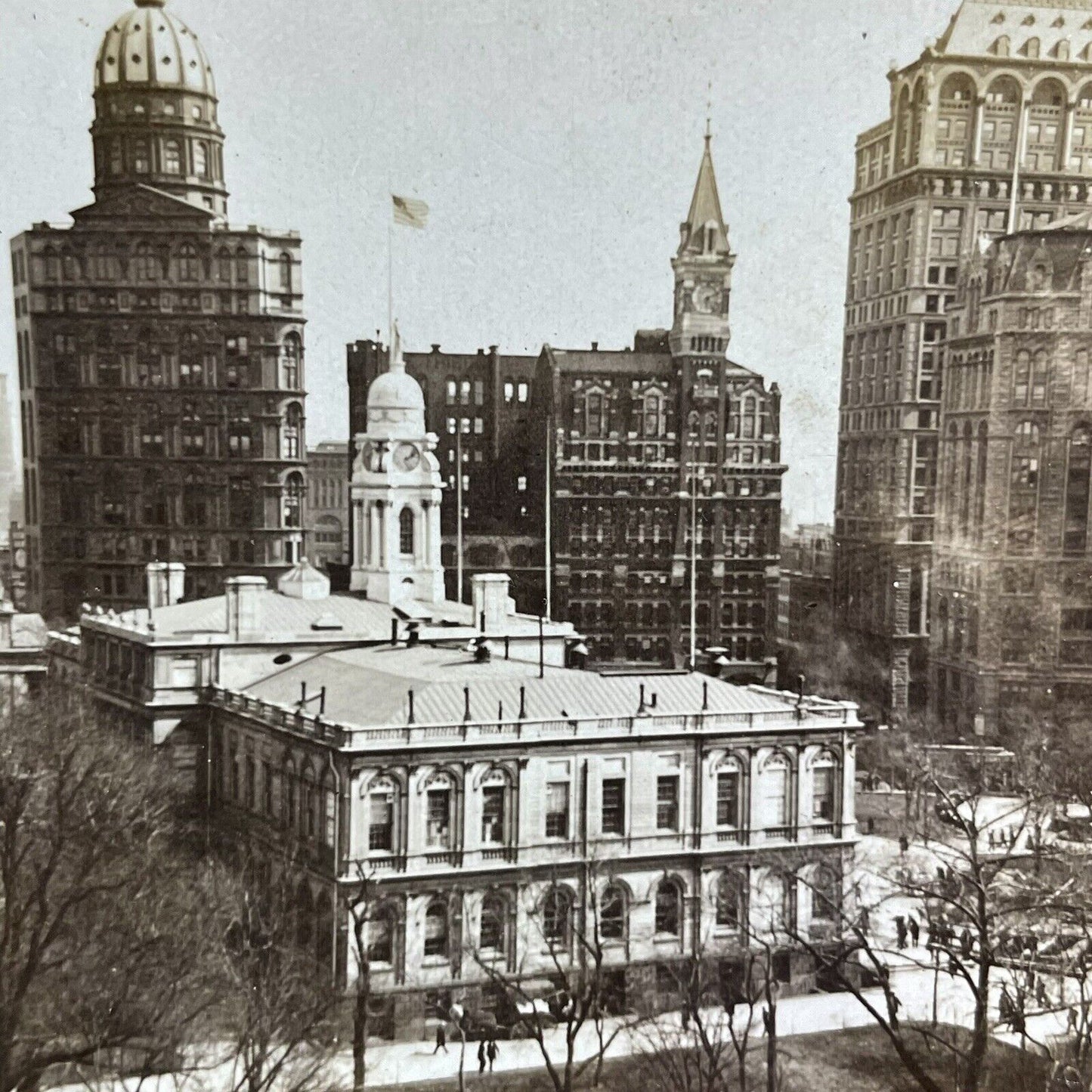 Antique 1903 Manhattan City Hall New York Stereoview Photo Card P2239