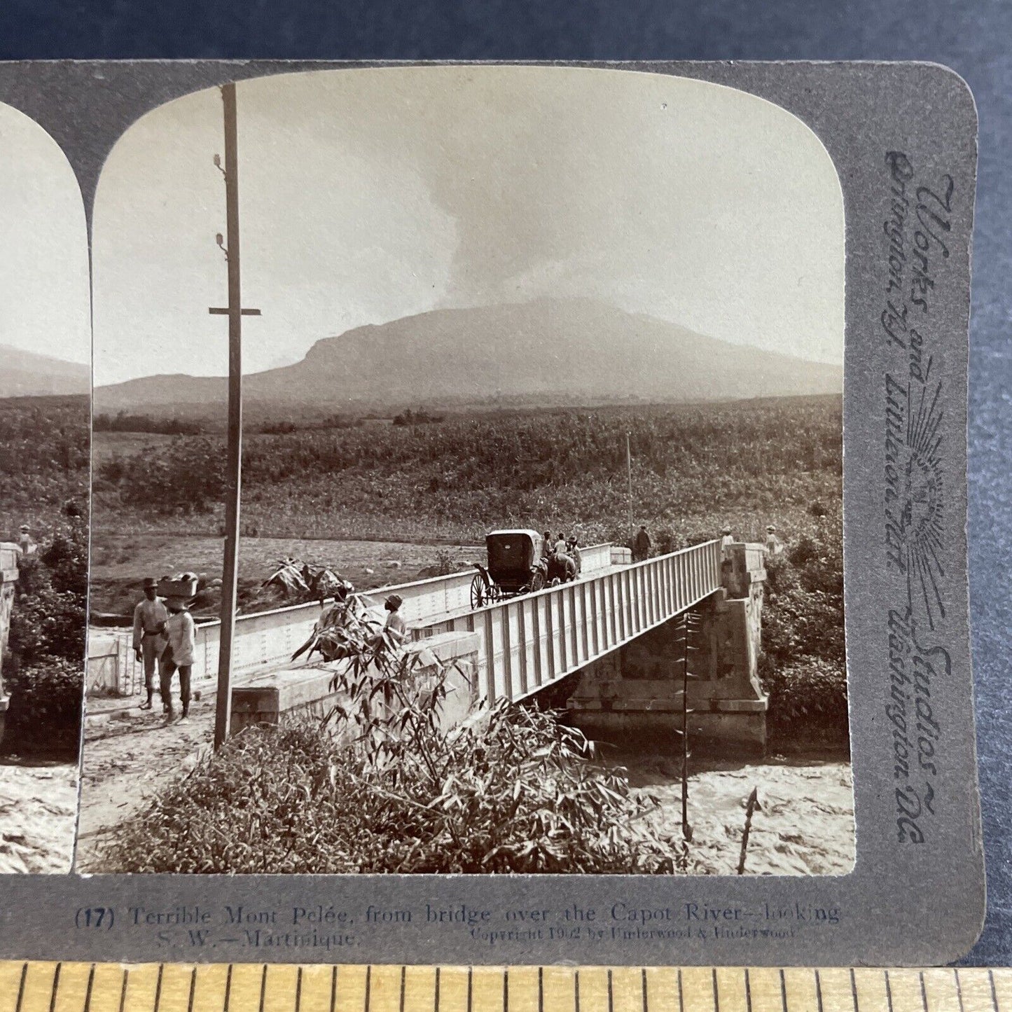 Antique 1902 Eruption Of Mount Pelee Martinique Stereoview Photo Card P5565