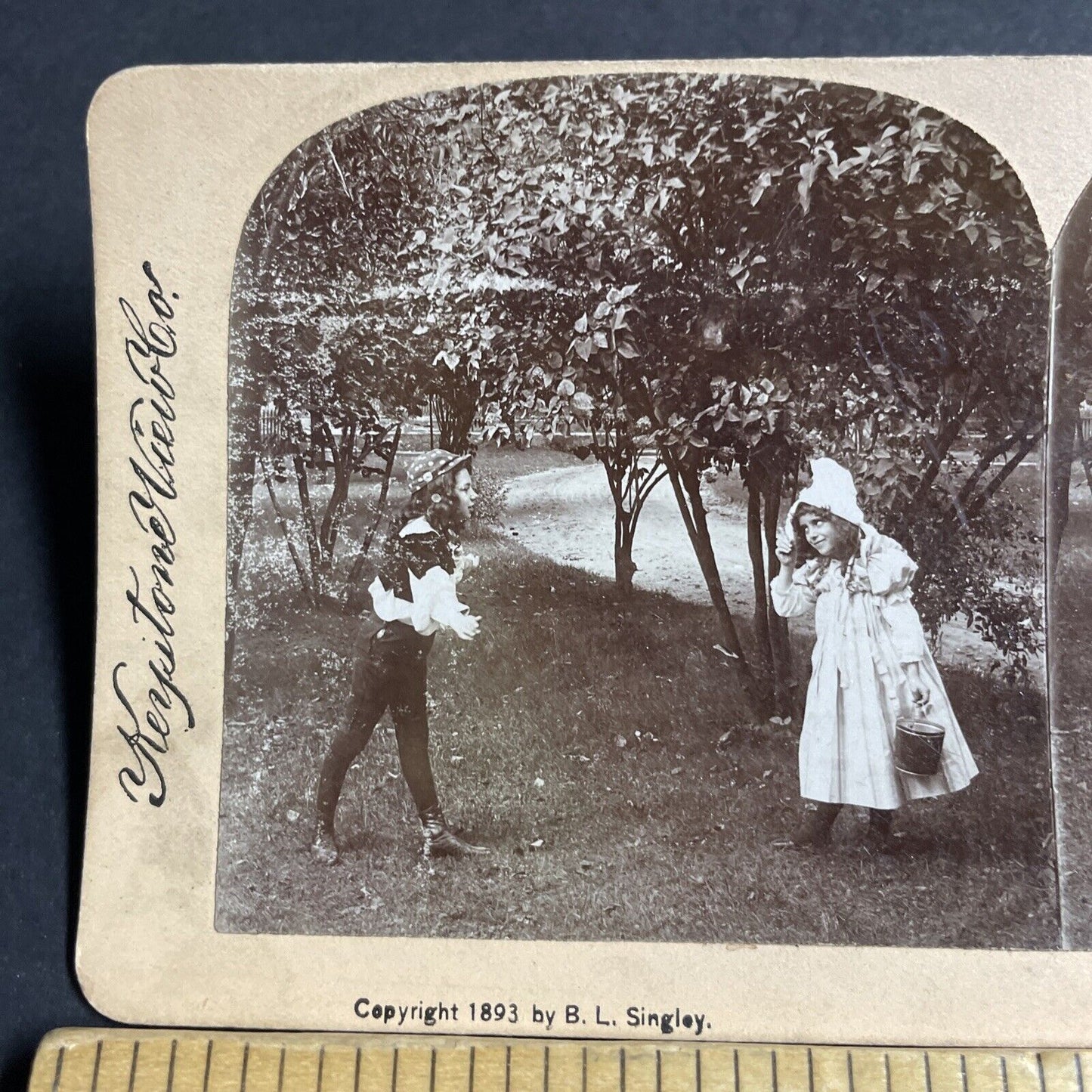 Antique 1893 Children Play Hansel And Gretel Stereoview Photo Card P4734