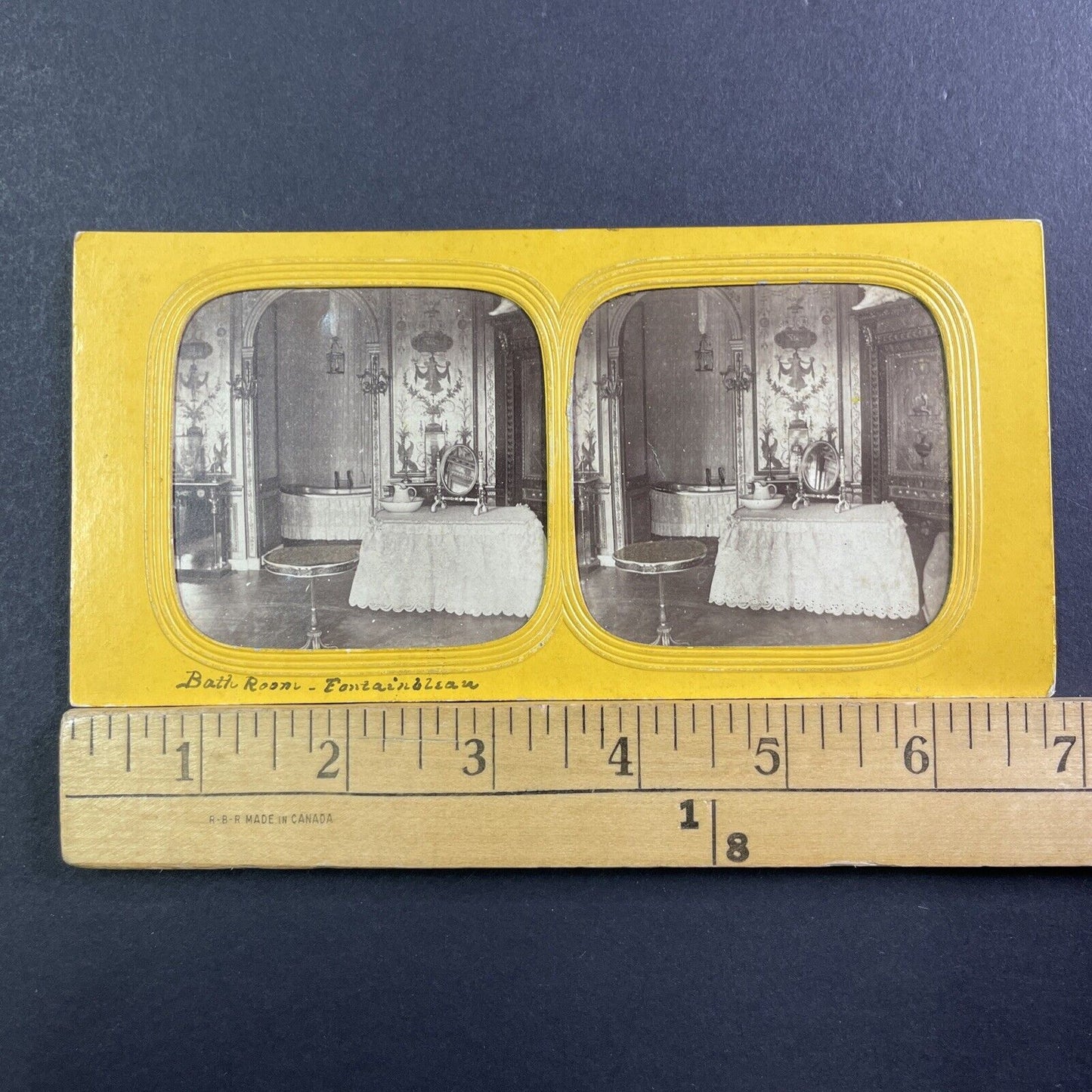 Fontainebleau Castle Bathroom Stereoview French Tissue Antique c1860s XT2122