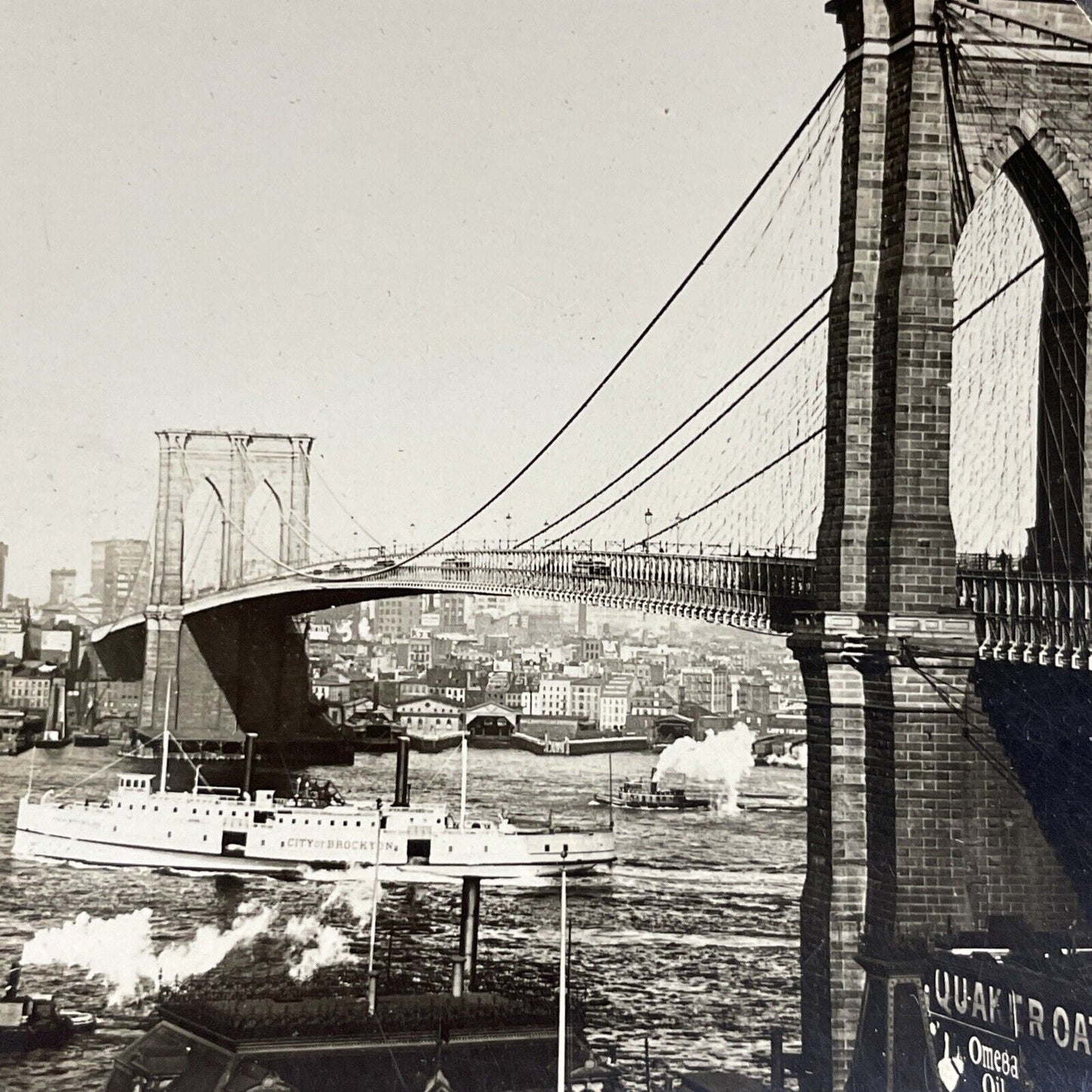 Antique 1910s The Brooklyn Bridge Manhattan New York Stereoview Photo Card P5055
