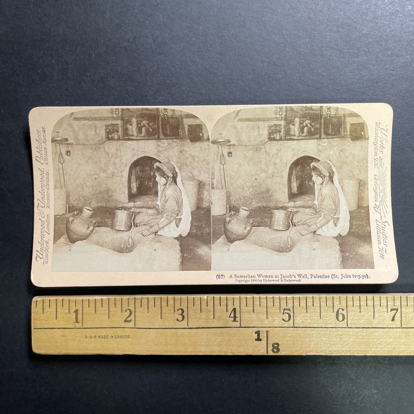 Antique 1900 A Young Woman At Jacob's Well Israel Stereoview Photo Card P1368