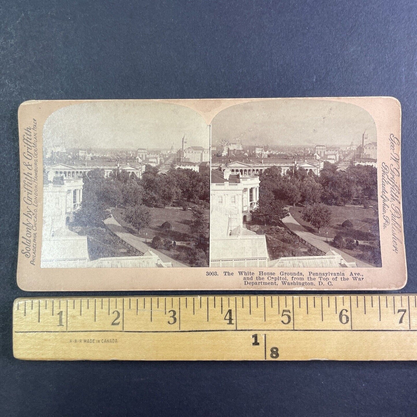 Side View of The White House Washington D.C. Stereoview Antique c1890 X4113