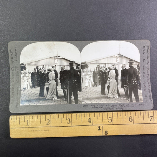 King Haakon VII and Queen Maud of Norway Stereoview Antique c1905 Y1368