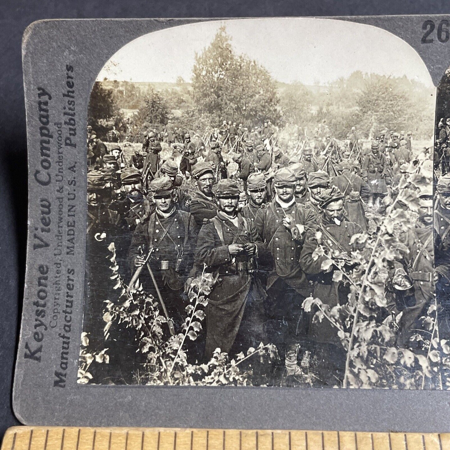 Antique 1916 WW1 French Infantry Prepare To Charge Stereoview Photo Card P4912