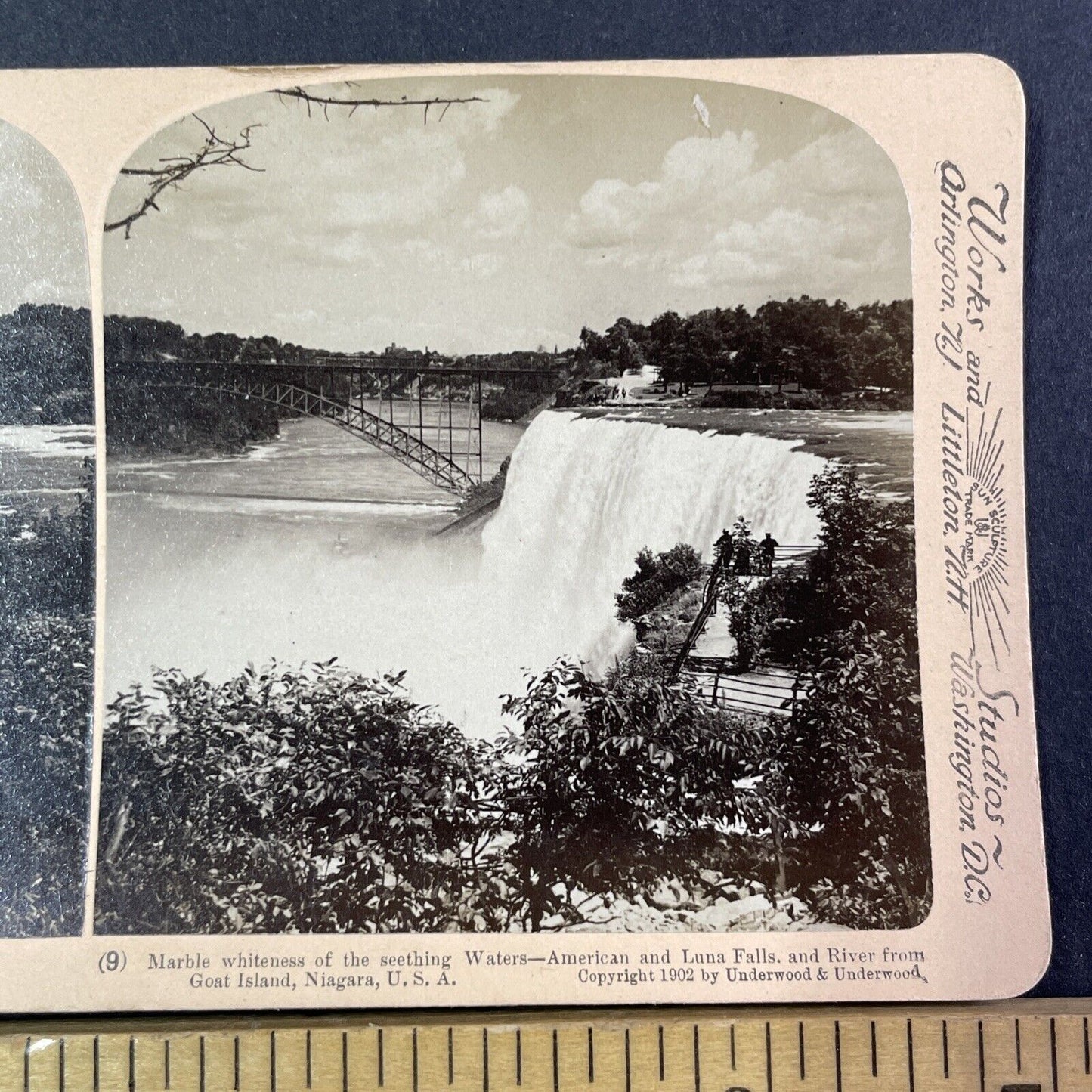 Honeymoon Iron Bridge Niagara Falls Stereoview Goat Island Antique c1902 Y1786
