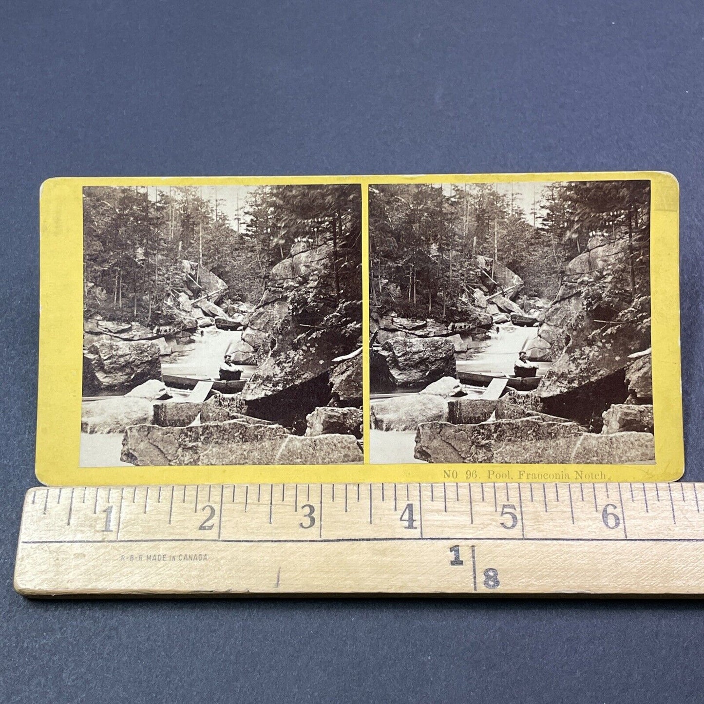 Antique 1870s Waterfall Cascade Franconia Notch NH Stereoview Photo Card V1965