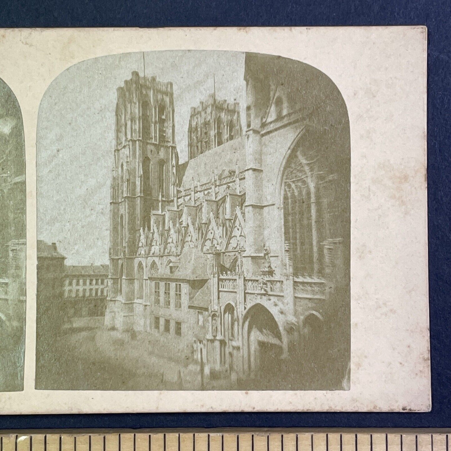 Cathedral of St. Michael and St. Gudula Stereoview Brussels Belgium c1855 Y1017