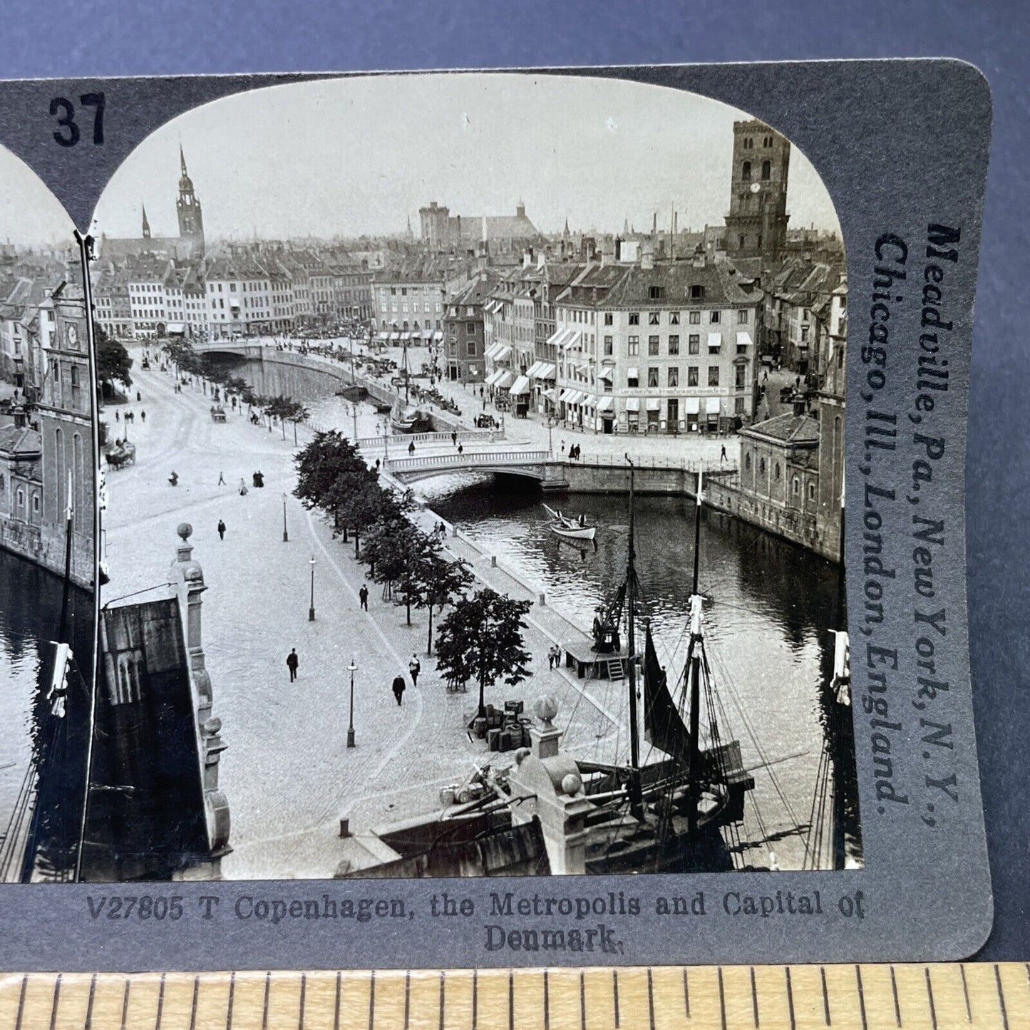 Antique 1910s Copenhagen Denmark City View Stereoview Photo Card P2789