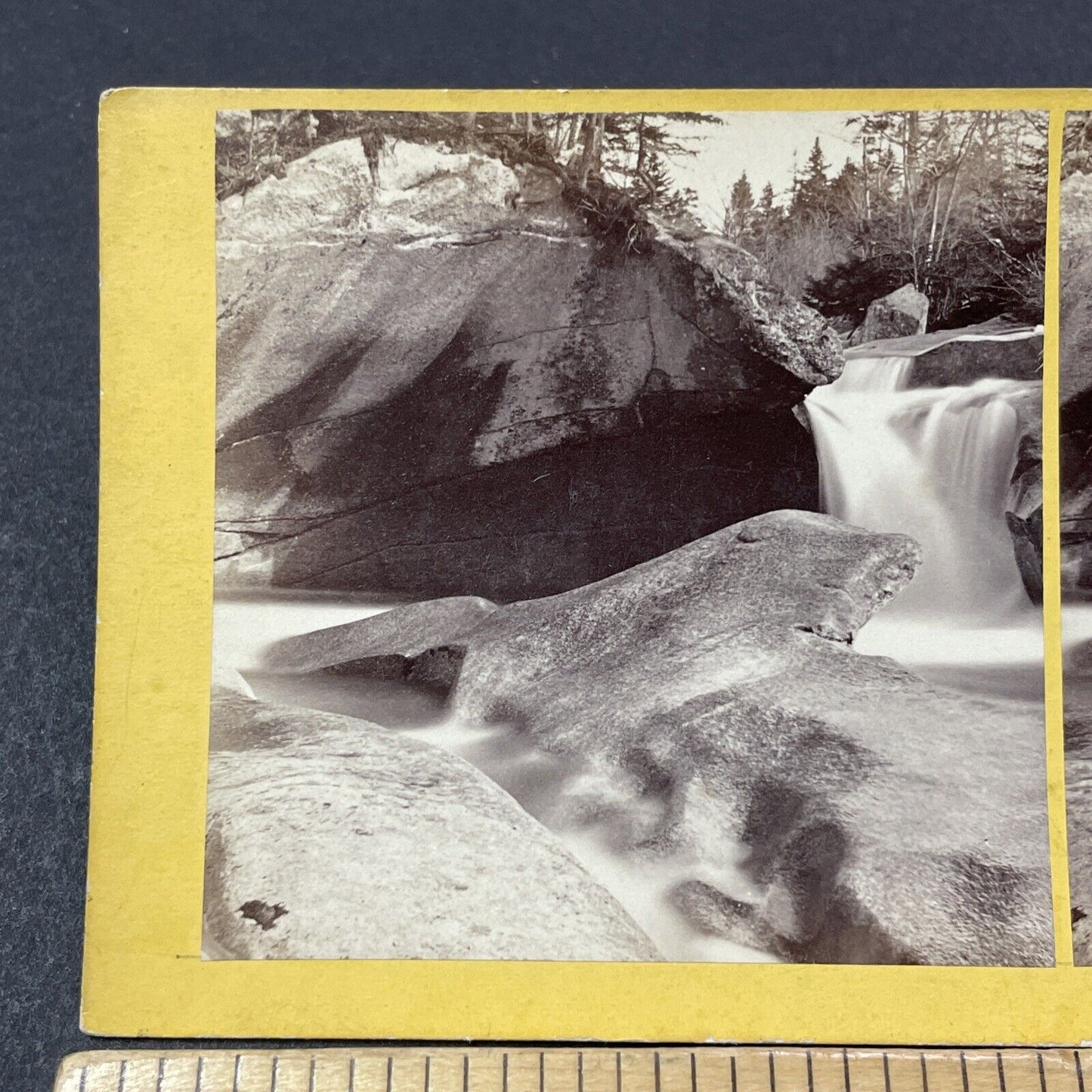 Antique 1870s Jumping Rock Basin Franconia Notch Stereoview Photo Card V1896