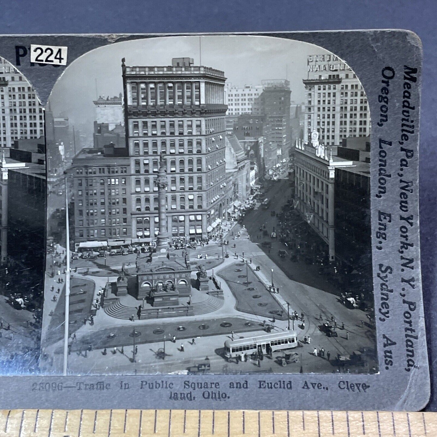 Antique 1920s Cleveland Ohio Downtown View Stereoview Photo Card V1859