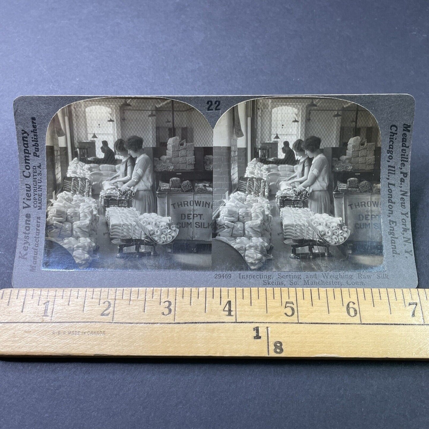 Antique 1910s Cum Silk Company Manchester CONN Stereoview Photo Card P3075