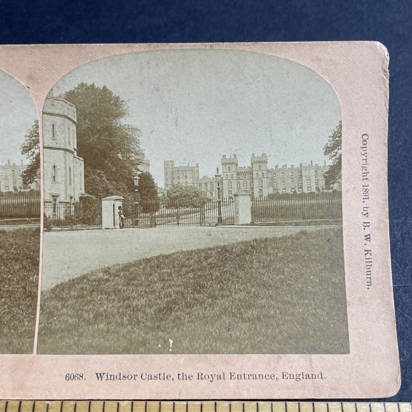 Antique 1891 Windsor Castle Royal Entrance Gate Stereoview Photo Card P4515