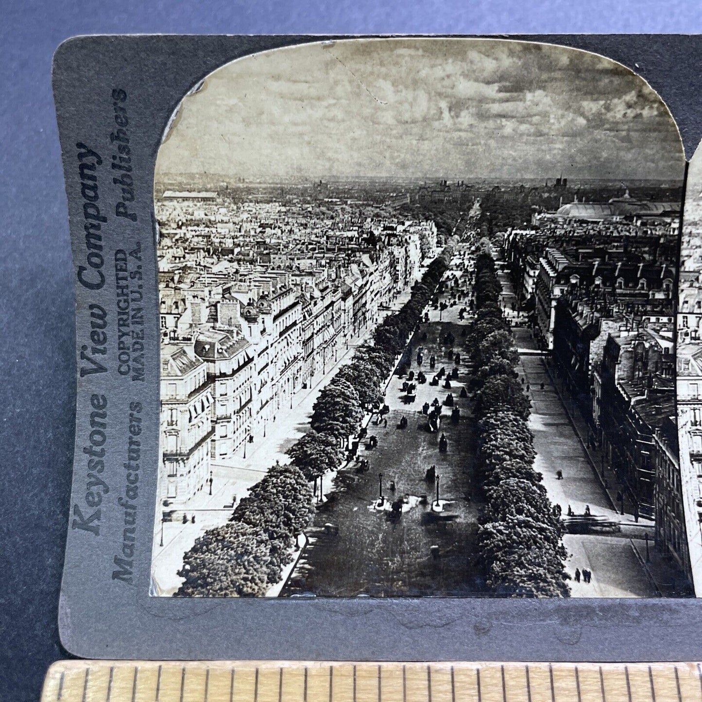 Antique 1909 The Main Street In Paris France Stereoview Photo Card V2861