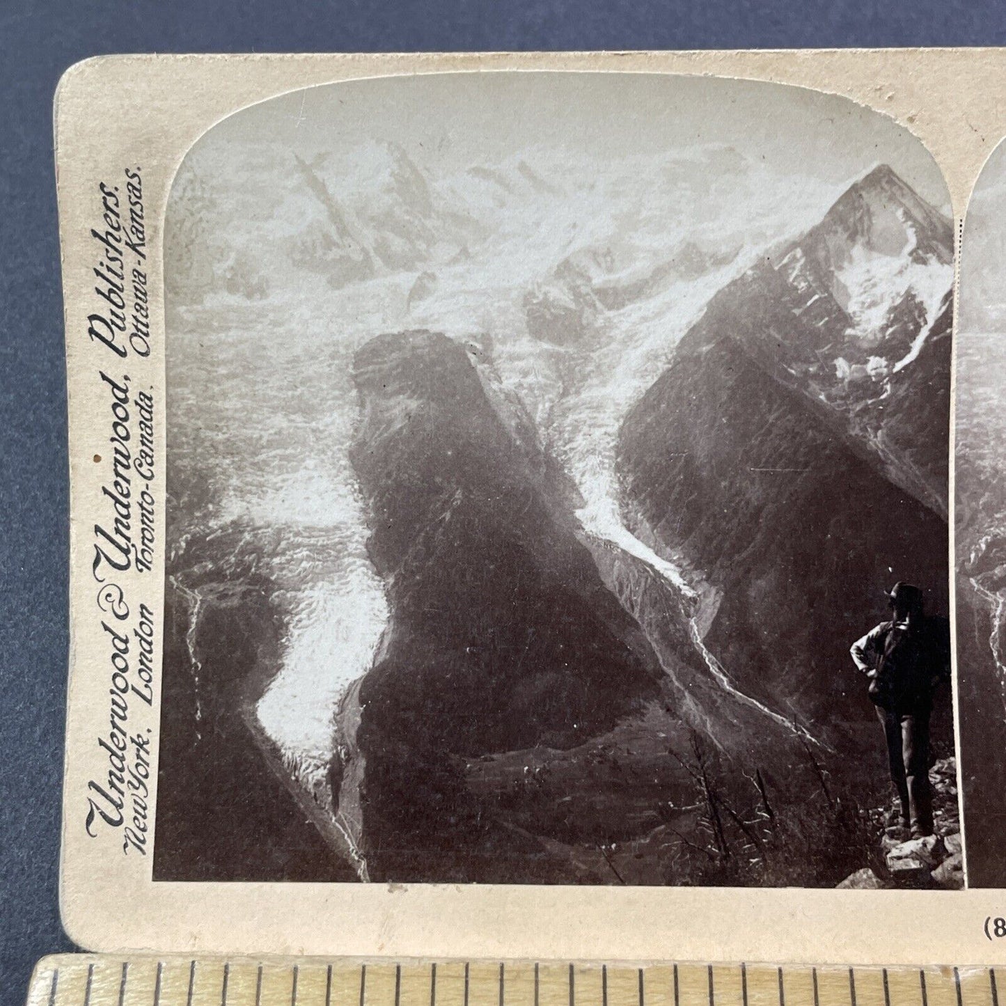 Antique 1901 Mountain Climber Atop Mont Blanc Stereoview Photo Card V3255