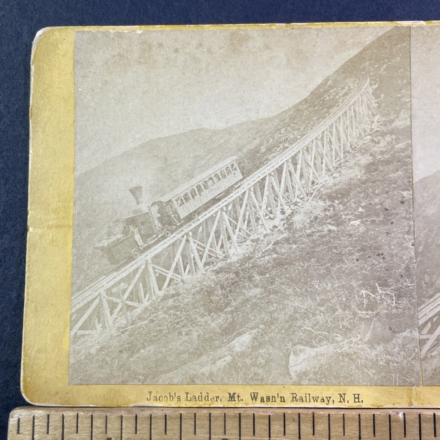 Mount Washington Railway Cog Train Stereoview SF Adams Photo Antique c1869 X1004