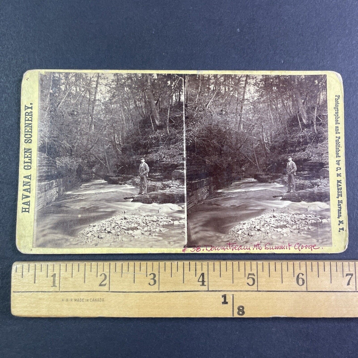 C.M. Marsh Self-Portrait Summit Gorge Stereoview New York c1870s Y2484