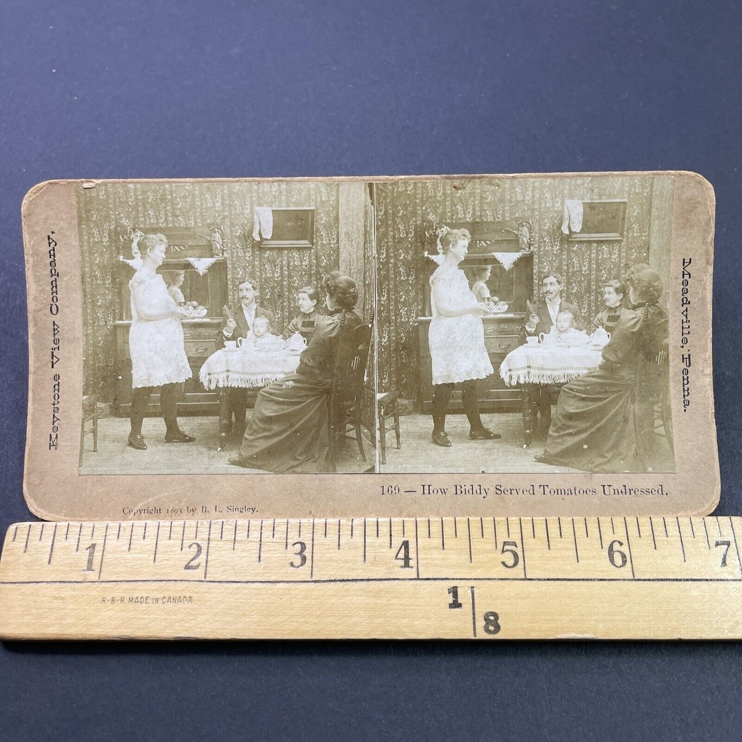 Antique 1893 Woman Serves Lunch In Her Underwear Stereoview Photo Card P2634