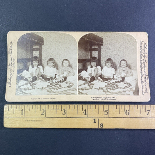 Children Wake Up in the Morning Stereoview Strohmeyer Antique c1890 Y2495