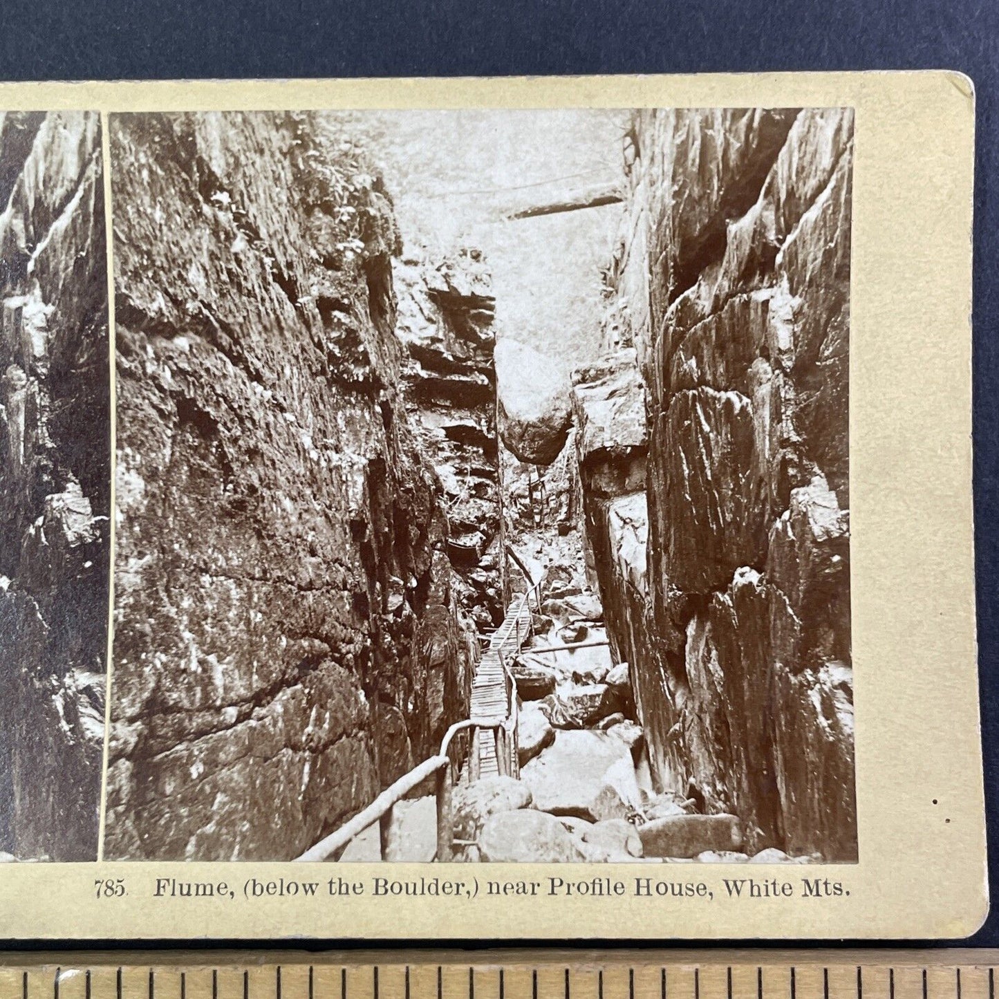 The Flume Franconia Notch New Hampshire Stereoview Kilburn Antique c1870s Y899